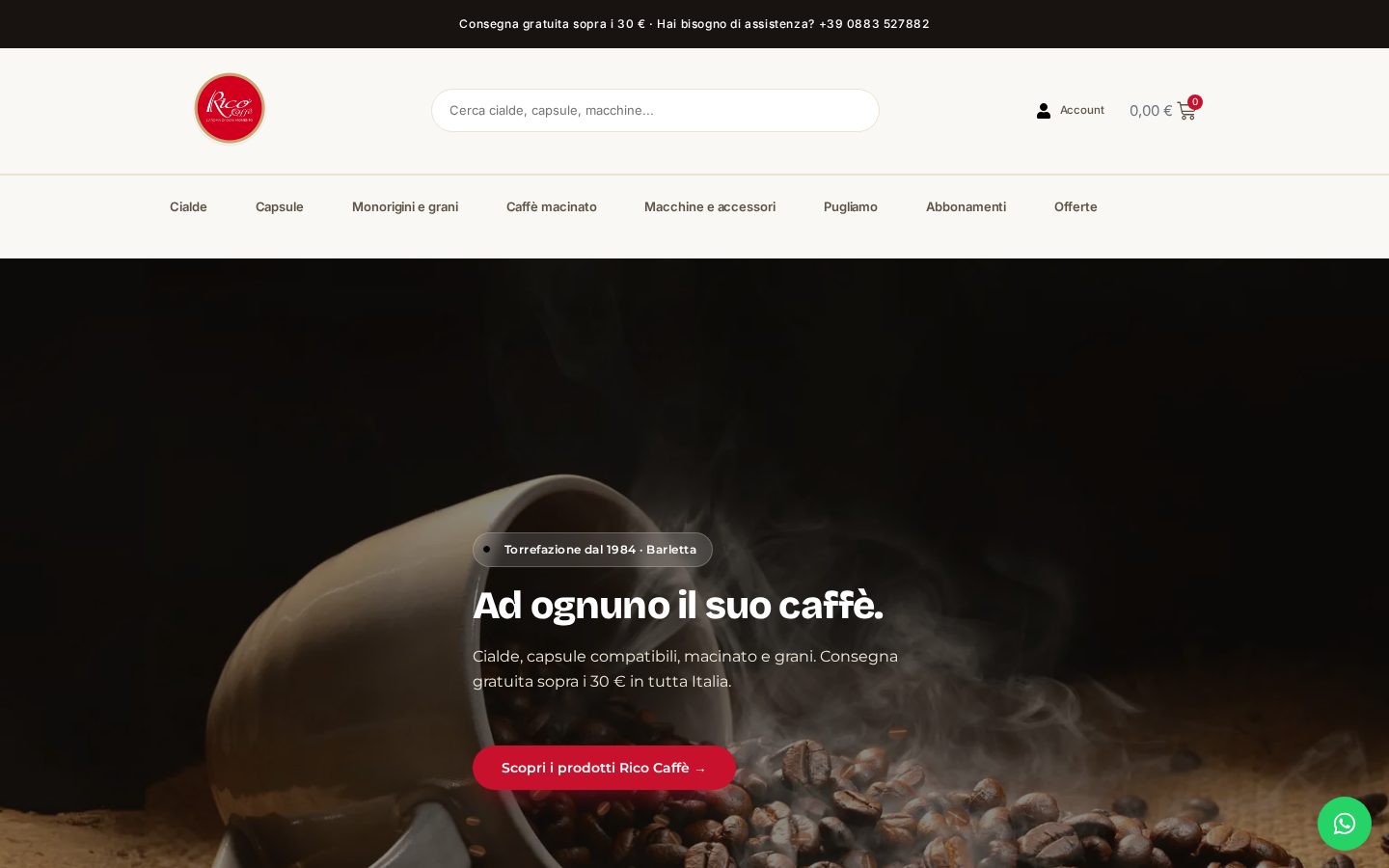 Sito Rico Caffè realizzato da ALCOlab