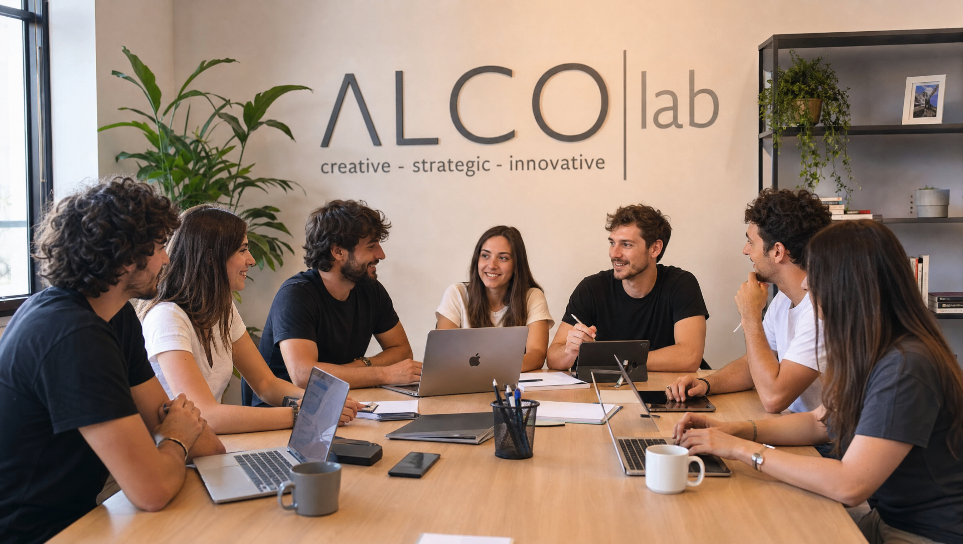 Team marketing in outsourcing al lavoro tra monitor e dashboard